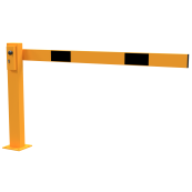 Compact hand barrier | with fixed support post | clear width: 1500 mm | with profile cylinder lock | hot-dip galvanized and coated yellow / black